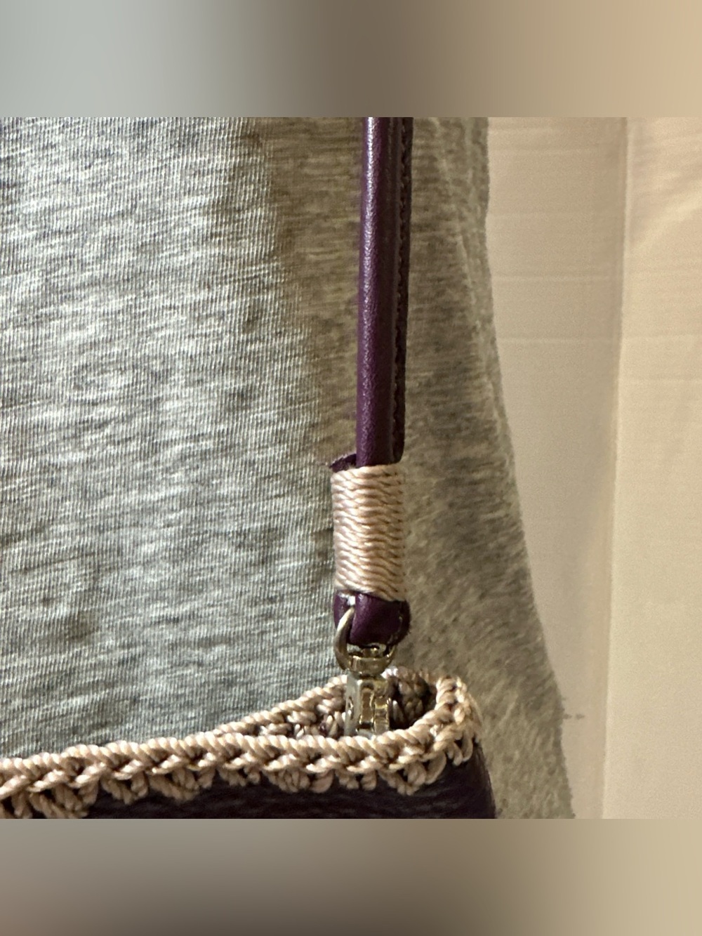 The Sak Leather Crochet Crossbody Bag Handmade Bali Artisan Convertible Clutch - Picture 6 of 13